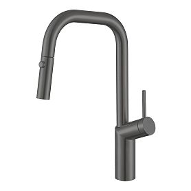Смеситель Vincea VKF-107GM для кухни, с выджвижным изливом, цвет вороненая сталь - фото 1