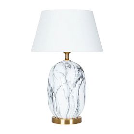 Декоративная настольная лампа Arte Lamp Sarin A4061LT-1PB, арматура полированная медь, плафон ткань бежевая - фото 1