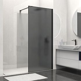 Душевая перегородка Vincea Walk-In VSW-1HS 100x200, стекло матовое тонированное, профиль черный - фото 1