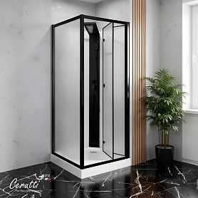 Душевая кабина Ceruttispa Bella 90BF 90x90, стекло матовое, профиль черный матовый - фото 1