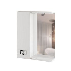 Шкаф-зеркало Mixline Квадро 55, левый, с подсветкой, цвет белый - фото 1