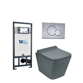 Комплект Weltwasser 10000010585 унитаза Gelbach 041 MT-GR с сиденьем микролифт и инсталляции Marberg 507 с кнопкой Mar 507 RD хром - фото 1