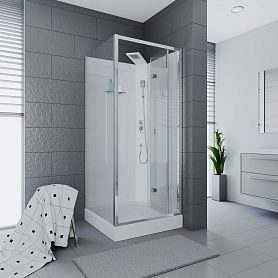 Душевая кабина CeruttiSPA Bella 90T 90x90, правая, стекло прозрачное, профиль хром, без крыши - фото 1