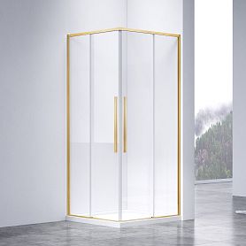 Душевой уголок Vincea Slim-N VSS-4SN 100x80, стекло прозрачное, профиль брашированное золото - фото 1