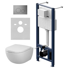 Комплект AM.PM IS49031.9X1900: Инсталляция Pro + Кнопка Pro L никель матовый + Унитаз Above Aquaspin C9X1900SC белый - фото 1