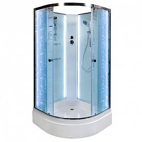 Душевая кабина Deto ЕМ2710 N LED 100x100, стекло матовое с узором, профиль хром глянцевый, с подсветкой, без крыши - фото 1