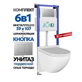 Комплект: Инсталляция JK04054+Кнопка JK012519CH хром+Stella T JK1101010 белый унитаз, смыв торнадо - фото 1