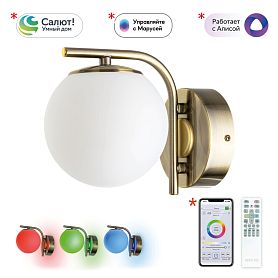 Бра Citilux Адам Смарт CL228B313, арматура бронза, плафоны полимер белый - фото 1