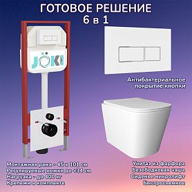 Комплект: Инсталляция JK45045 + Кнопка JK206549 белая / хром + Verna JK3021022 белый унитаз - фото 1