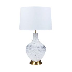 Декоративная настольная лампа Arte Lamp Saiph A5051LT-1PB, арматура полированная медь, плафон ткань белая - фото 1