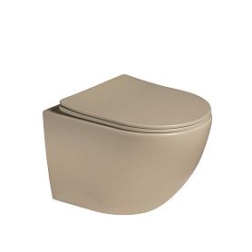 Унитаз Vincea Globo VT1-14STMC подвесной, безободковый, смыв Торнадо, с сиденьем микролифт, цвет капучино матовый - фото 1