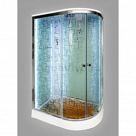 Душевая кабина Deto EM 1512 LED 120х80, стекло матовое с узором, профиль хром, с подсветкой, левая - фото 1