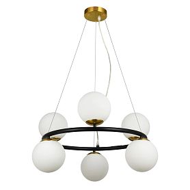 Подвесная люстра Arte Lamp Alcor A2224SP-6BK, арматура черная, плафон стекло белое - фото 1
