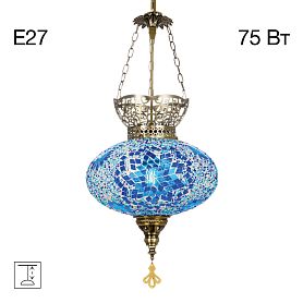 Подвесной светильник Citilux Каир CL419126, арматура бронза, плафоны стекло синее - фото 1