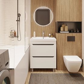 Мебель для ванной Mixline Лайн 60, напольная, с 2 ящиками, цвет белый - фото 1