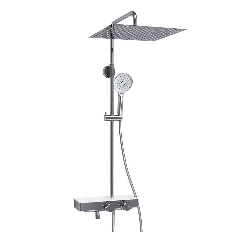 Душевая стойка WasserKRAFT A113.119.127.CH Thermo, с верхним душем, термостатическим смесителем, цвет хром