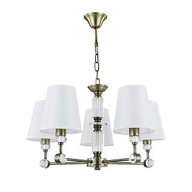 Подвесная люстра Arte Lamp Brocca A4093LM-5AB, арматура античная бронза, плафон ткань белая - фото 1