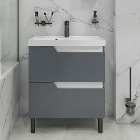 Тумба под раковину Санта Антарес 70, напольная, 2 ящика, цвет графит матовый - фото 1