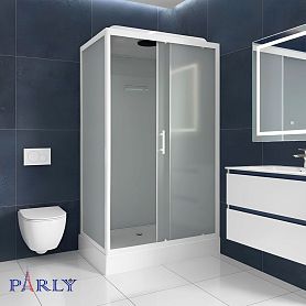 Душевая кабина Parly Bett 120 120х80, стекло матовое, профиль белый, с крышей - фото 1