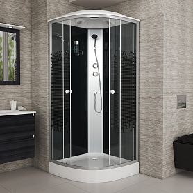 Душевая кабина Niagara Eco NG-4502-14 Black 100х100, стекло мозаика, профиль серебро, с крышей - фото 1