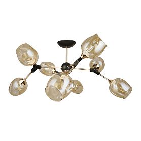 Подвесная люстра Arte Lamp Seppia A4211PL-8BK, арматура черная, плафон стекло янтарное - фото 1