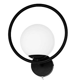 Бра Arte Lamp Matisse A7741AP-1BK, арматура черный, плафон стекло белое - фото 1