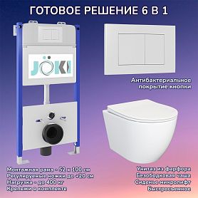 Комплект: JOKI Инсталляция JK03351+Кнопка JK020522WM белый+Stella JK1061016 унитаз белый - фото 1
