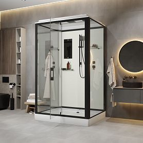 Душевая кабина Niagara Standart ST120/90/15Q/BL 120х90, стекло прозрачное, профиль черный матовый, с крышей - фото 1