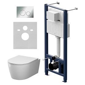 Комплект AM.PM IS49051.8F1900: Инсталляция Pro + Кнопка Pro L хром глянец + Унитаз Func Aquaspin C8F1900SC белый - фото 1