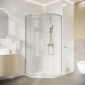 Душевой уголок Niagara Nova NG-6438-100SG 100х100, стекло прозрачное, профиль золото сатин - фото 1