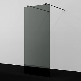 Душевая перегородка WasserKRAFT Vechte 60W46MB-TG 110x200, стекло тонированное, профиль графит - фото 1