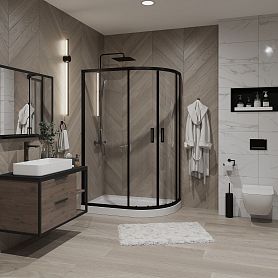 Душевой уголок Niagara Nova NG-6821-08 Black 120х80, стекло прозрачное, профиль черный матовый - фото 1