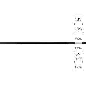 Магнитный трековый светильник Arte Lamp Optima A7264PL-1BK, арматура черный  - фото 1