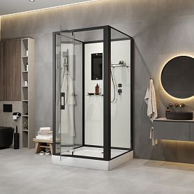 Душевая кабина Niagara Standart ST100/15Q/BL/BK 100х100, стекло прозрачное, профиль черный матовый, без крыши - фото 1