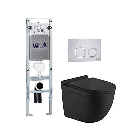 Комплект Weltwasser 10000012223 унитаза Heimbach 043 MT-BL с сиденьем микролифт и инсталляции Amberg 350 ST с кнопкой Amberg RD-MT CR хром - фото 1