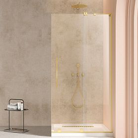 Душевая перегородка Vincea Walk-In VSW-4WSL 120x200, стекло прозрачное, профиль брашированное золото - фото 1