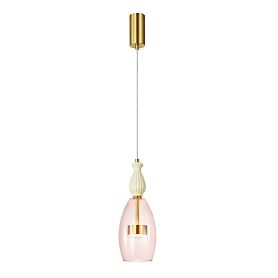 Подвесной светильник Arte Lamp Coral A2405SP-9PK, арматура латунь, плафон стекло розовое - фото 1