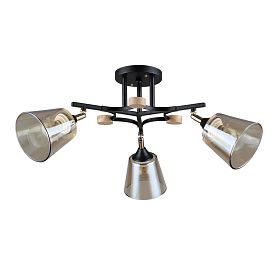 Потолочная люстра Arte Lamp Glassy A5078PL-3BK, арматура черная, плафон стекло янтарное - фото 1