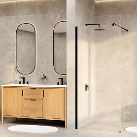 Душевая перегородка WasserKRAFT Rur 30W39MB-MG 90x200, стекло матовое, профиль графит - фото 1