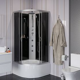 Душевая кабина Niagara Classic NG-2509-14BKTG 100x100, стекло тонированное, профиль серебро, без крыши, с гидромассажем - фото 1