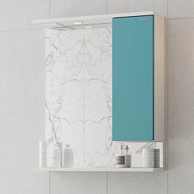Шкаф-зеркало Оника Марви 60, правый, с подсветкой, цвет белый / бирюза - фото 1