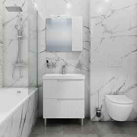 Мебель для ванной Санта Альтаир 70, напольная, 2 ящика, цвет белый глянец - фото 1
