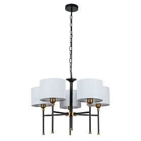Подвесная люстра Arte Lamp Jamie A4090LM-5BK, арматура черный, плафон ткань белая - фото 1