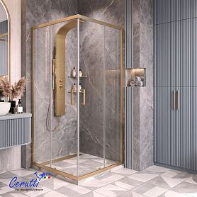 Душевой уголок CeruttiSPA Adige 90G 90х90, стекло прозрачное, профиль золотой матовый - фото 1