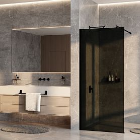 Душевая перегородка WasserKRAFT Rur 30W46MB-TG 110x200, стекло тонированное, профиль графит - фото 1