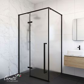 Душевой уголок CeruttiSPA C1AF L 120x90, левый, стекло матовое, профиль черный матовый - фото 1