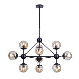Подвесная люстра Arte Lamp Bolla A1664SP-10BK, арматура черный, плафон стекло янтарное - фото 1
