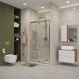 Душевая дверь Niagara Nova NG-43-9AG 90x195, стекло прозрачное, профиль золото  - фото 1