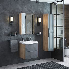 Мебель для ванной Corozo Инди 60, подвесная/напольная, цвет дуб канзас/графит - фото 1