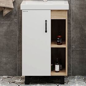 Тумба под раковину Оника Тимбер 50, напольная, цвет белый матовый / дуб сонома - фото 1